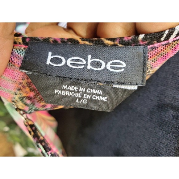 Bebe Women's Multicolor Round Neck Sleeveless Tiered Camisole Top Blouse Large - Picture 10 of 13